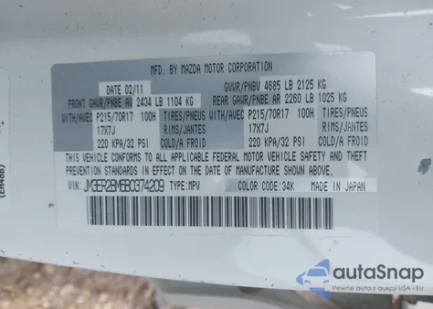 2011 Mazda Cx-7 I Sport из США, поврежденный, VIN JM3ER2BM6B0374209